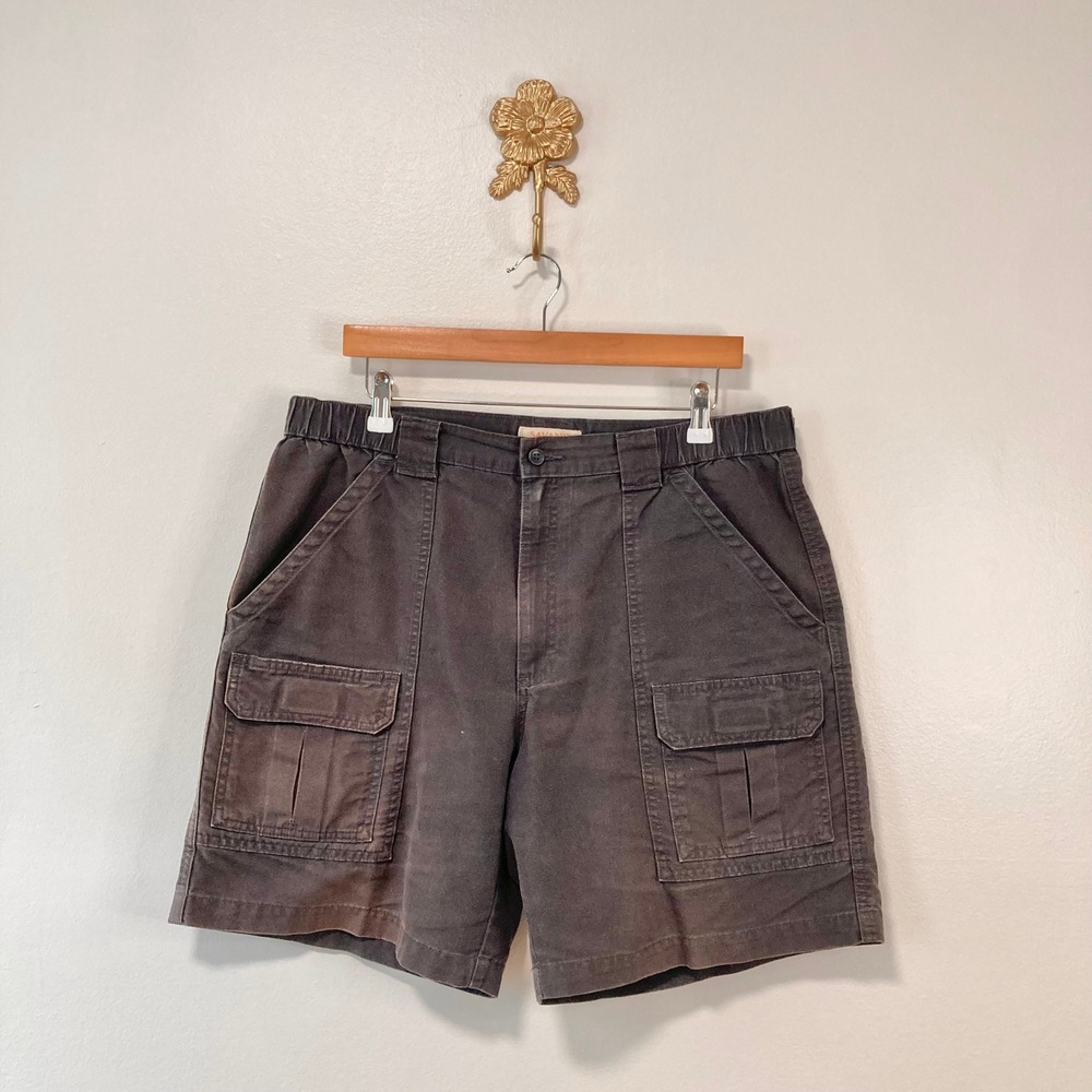 Savane Utility Cargo Charcoal Gray Canvas Shorts 36 Gorpcore Workwear Outdoor